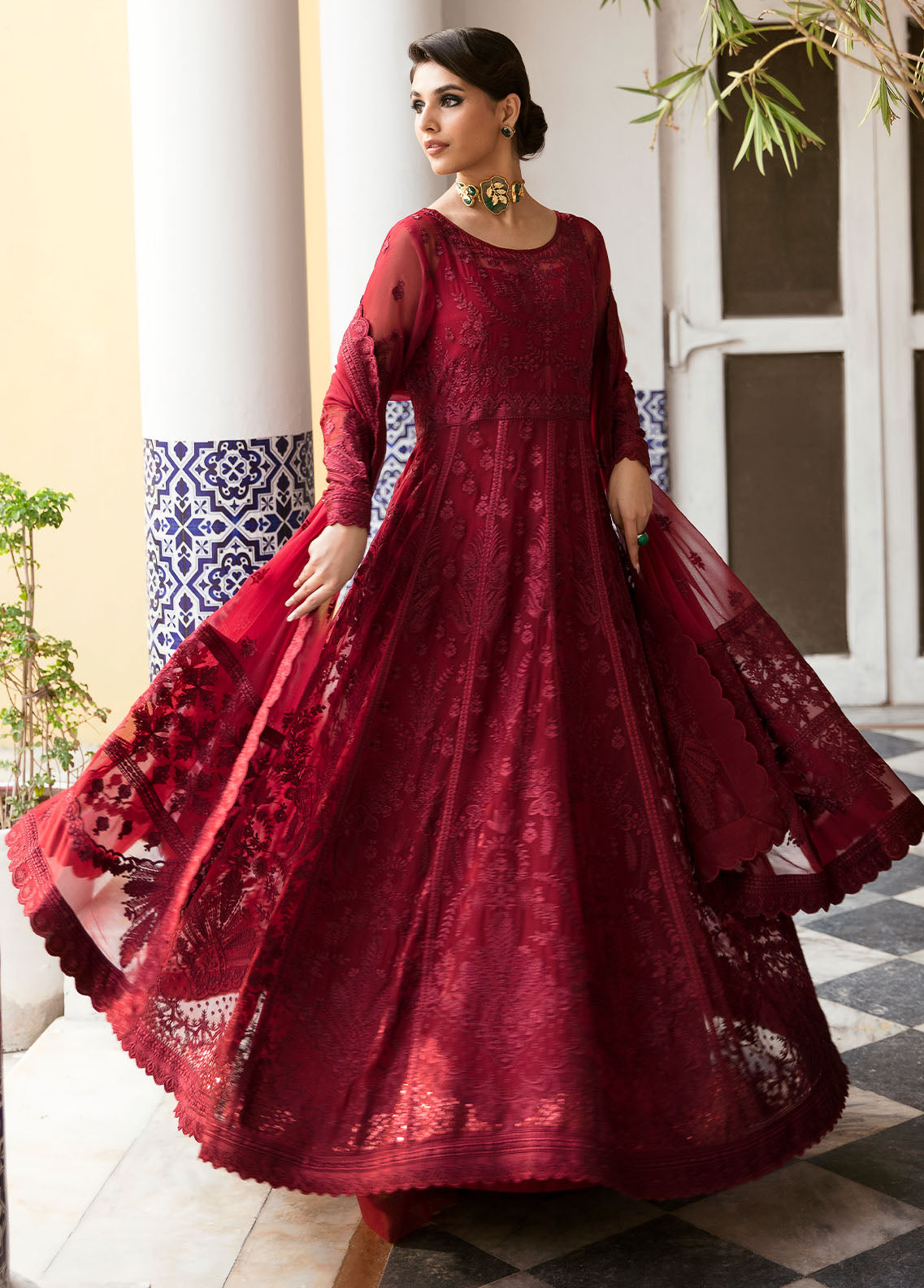 Gulaal Pret Embroidered Chiffon 4 Piece GL23P GL-EP23V1-09 Garnet