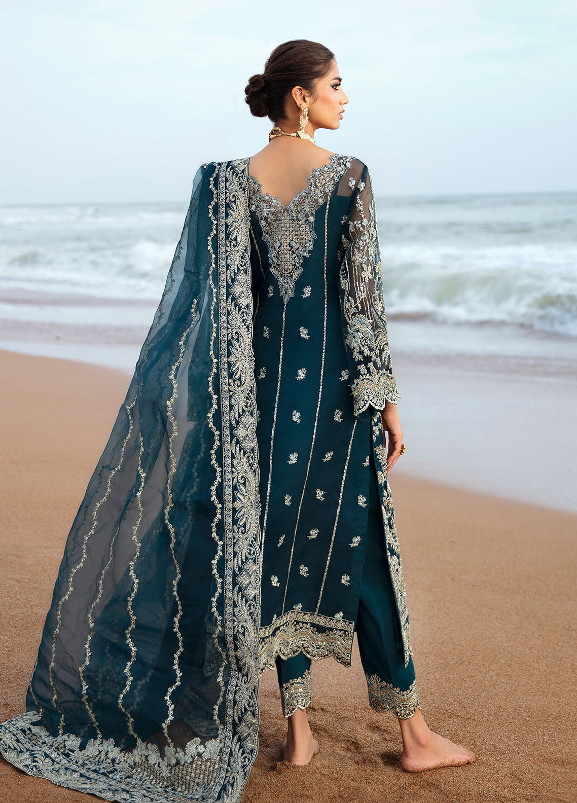 Gulaal Pret Embroidered Organza 3 Piece Suit LP-28 Ciel