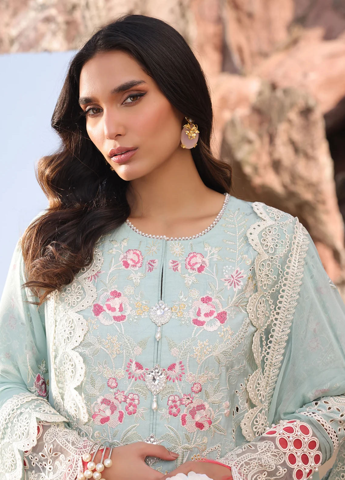 Hania by Imrozia Premium Embroidered Lawn Suits Unstitched 3 Piece SL-76 A Aidan