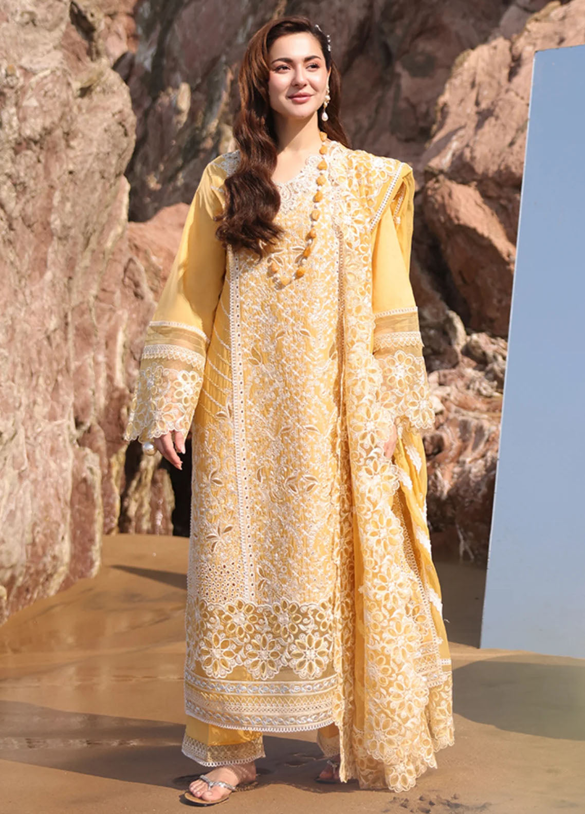 Hania by Imrozia Premium Embroidered Lawn Suits Unstitched 3 Piece SL-85 Anaya