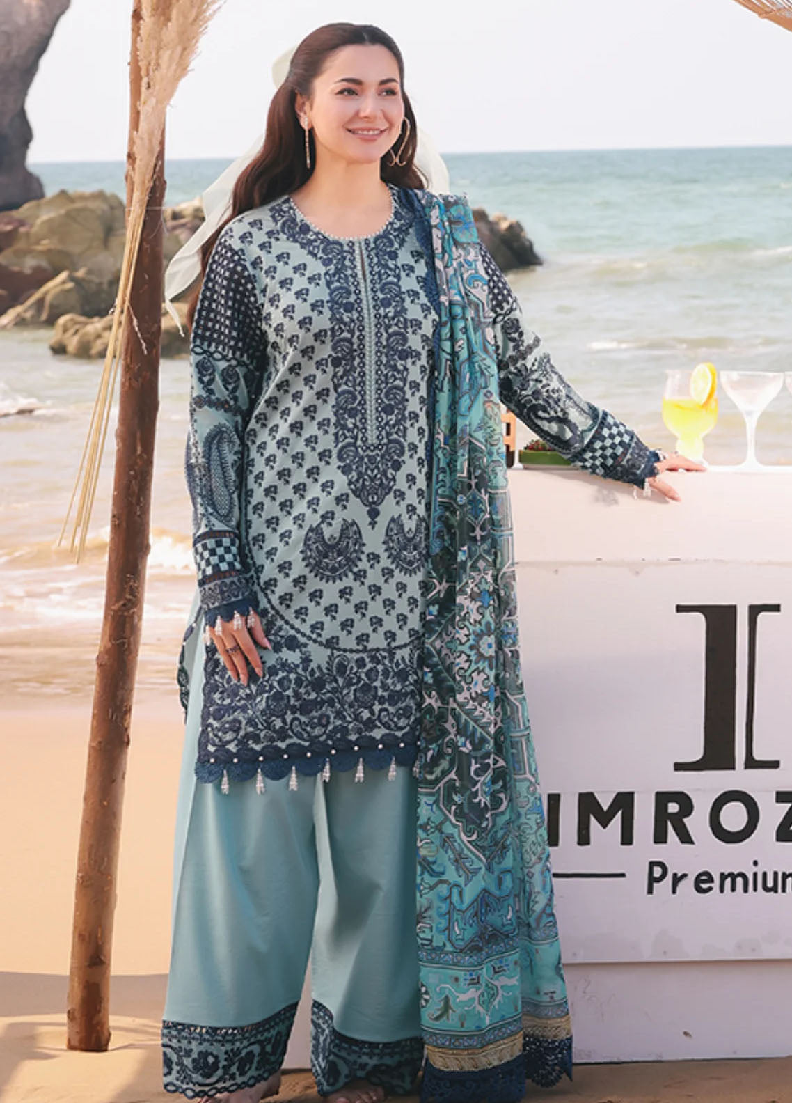 Hania by Imrozia Premium Embroidered Lawn Suits Unstitched 3 Piece SL-75 A Parizay