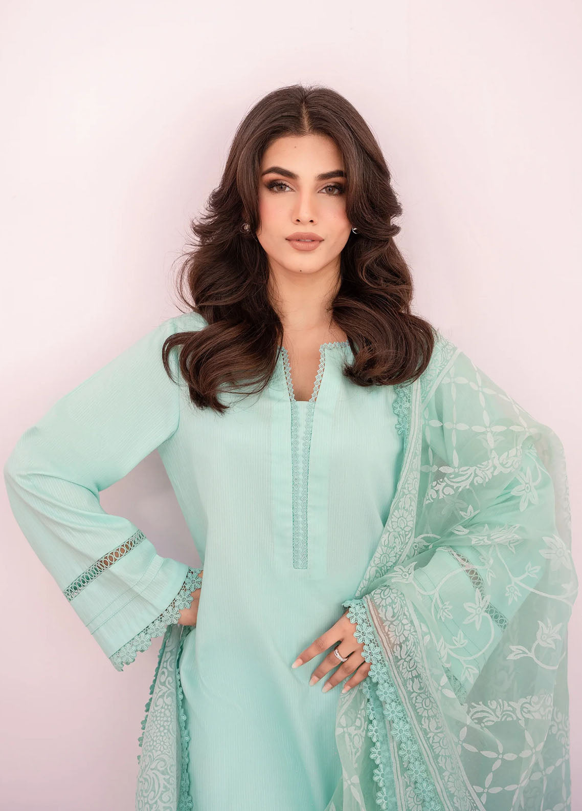 Hana Pret Embroidered Lawn 3 Piece Suit Lagoon