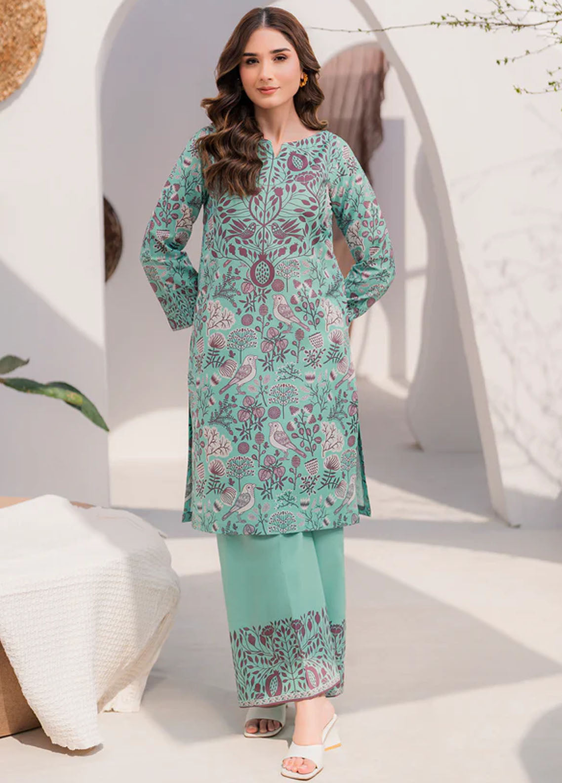 Hana Pret Printed Lawn Silk 2 Piece Suit Cantaloupe