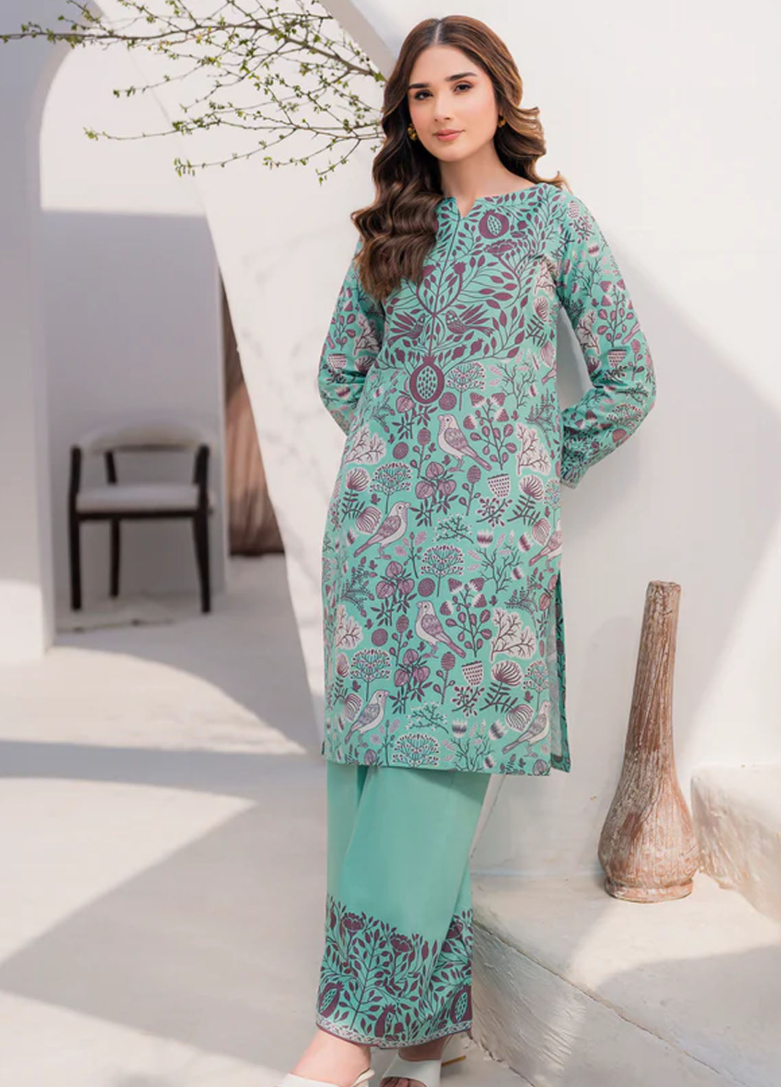 Hana Pret Printed Lawn Silk 2 Piece Suit Cantaloupe