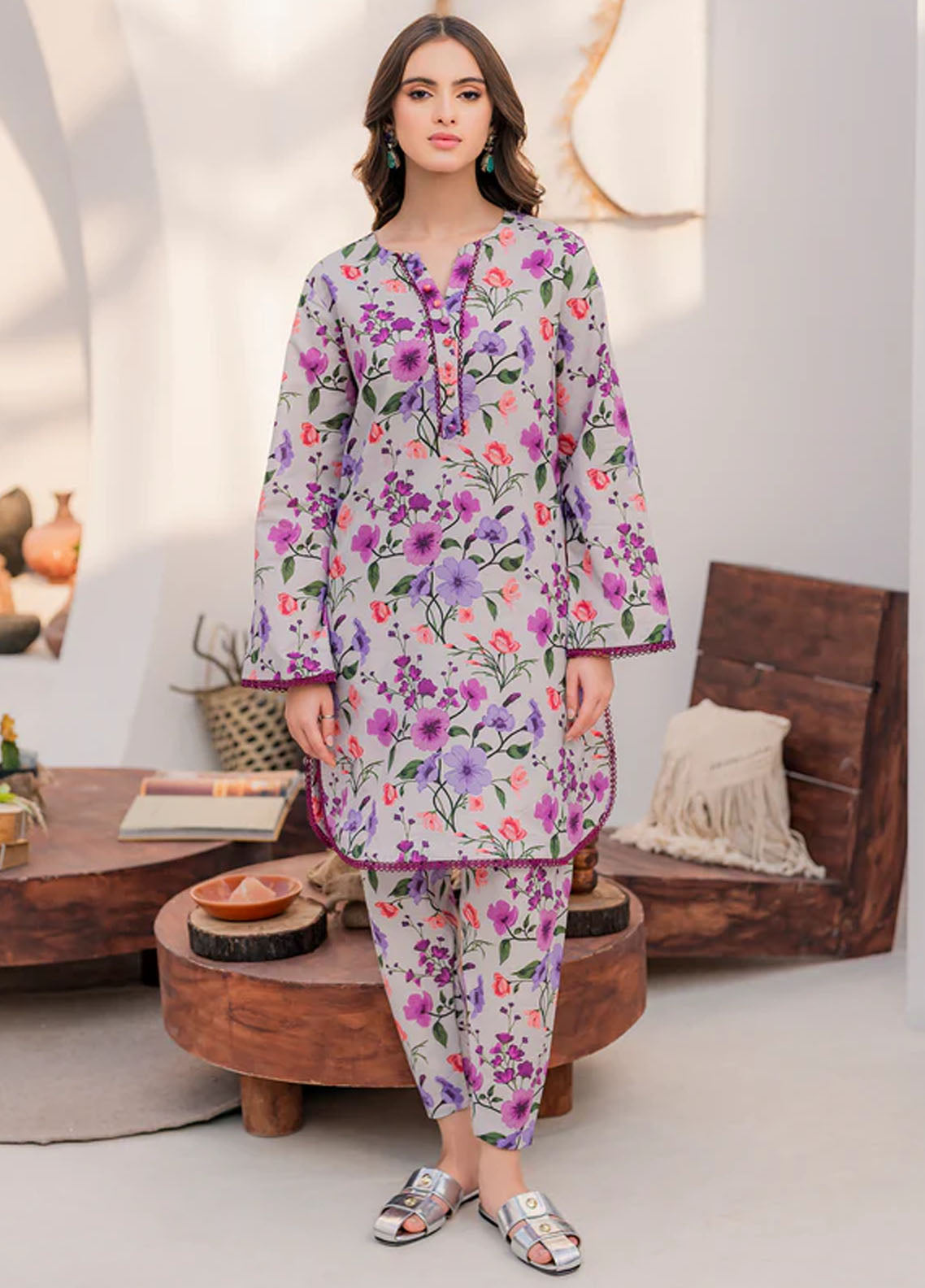 Hana Pret Printed Lawn Silk 2 Piece Suit Fantasia