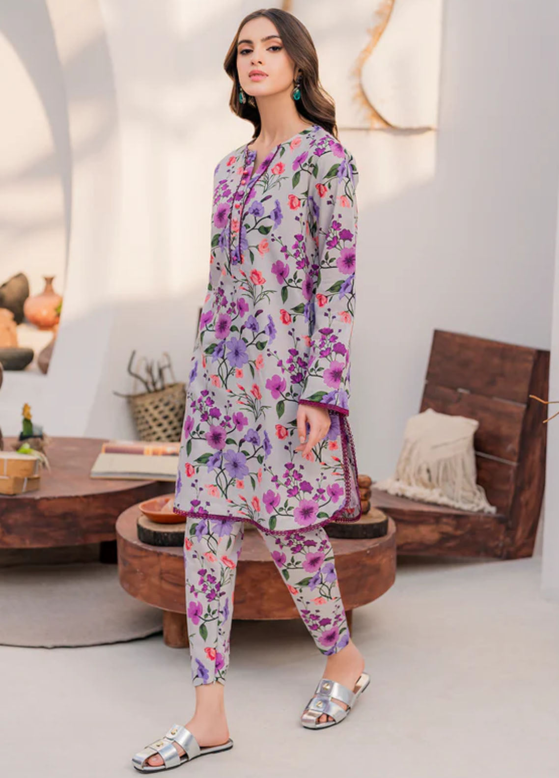 Hana Pret Printed Lawn Silk 2 Piece Suit Fantasia