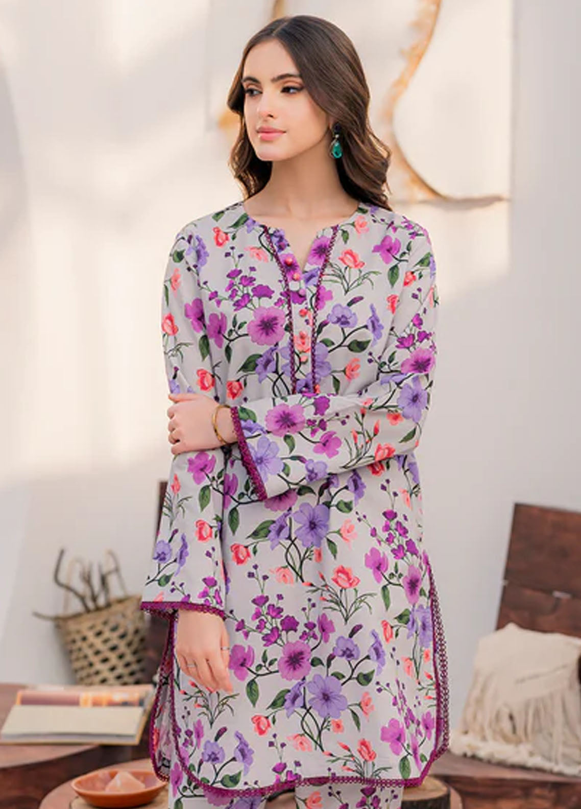 Hana Pret Printed Lawn Silk 2 Piece Suit Fantasia