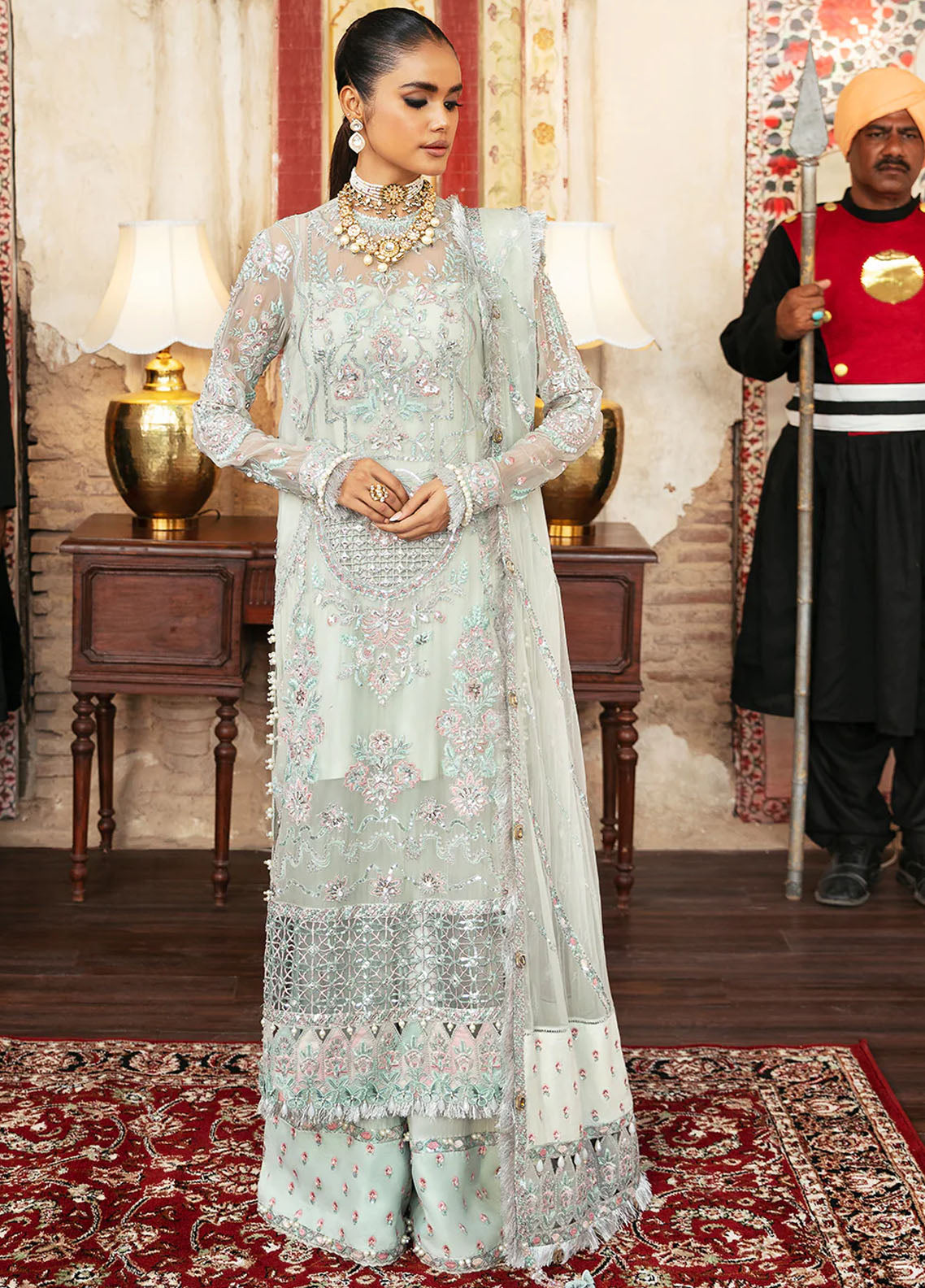 Hayat By Afrozeh Embroidered Chiffon Suits Unstitched 3 Piece AF23HY D-05 Inara - Wedding Collection