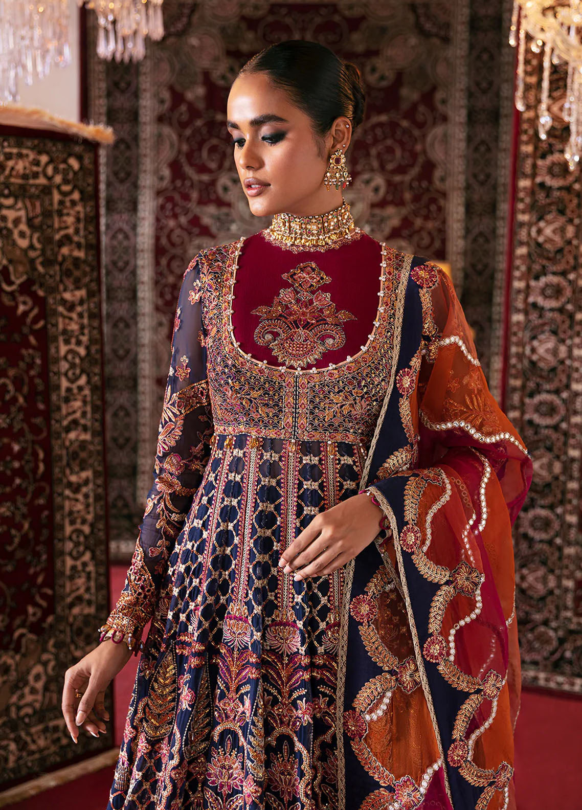 Hayat By Afrozeh Embroidered Chiffon Suits Unstitched 3 Piece AF23HY D-07 Sarang - Wedding Collection