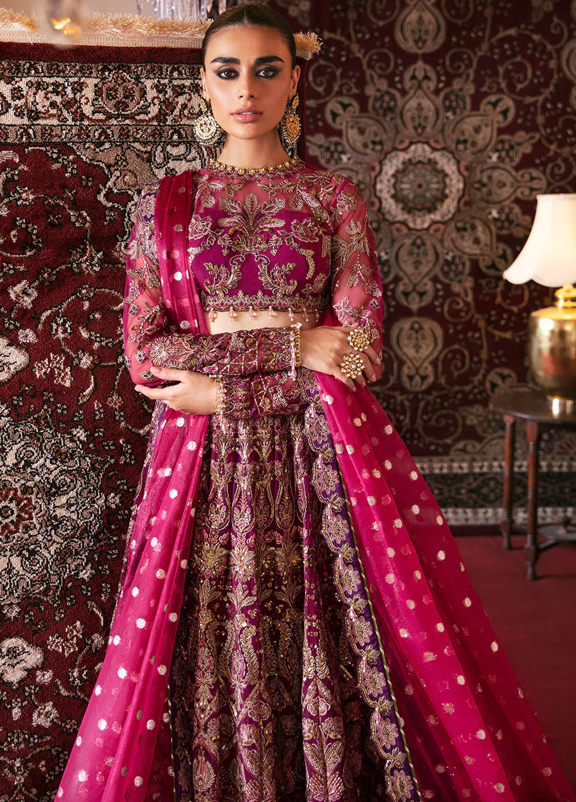 Hayat By Afrozeh Embroidered Net Suits Unstitched 3 Piece AF23HY D-10 Abir - Wedding Collection