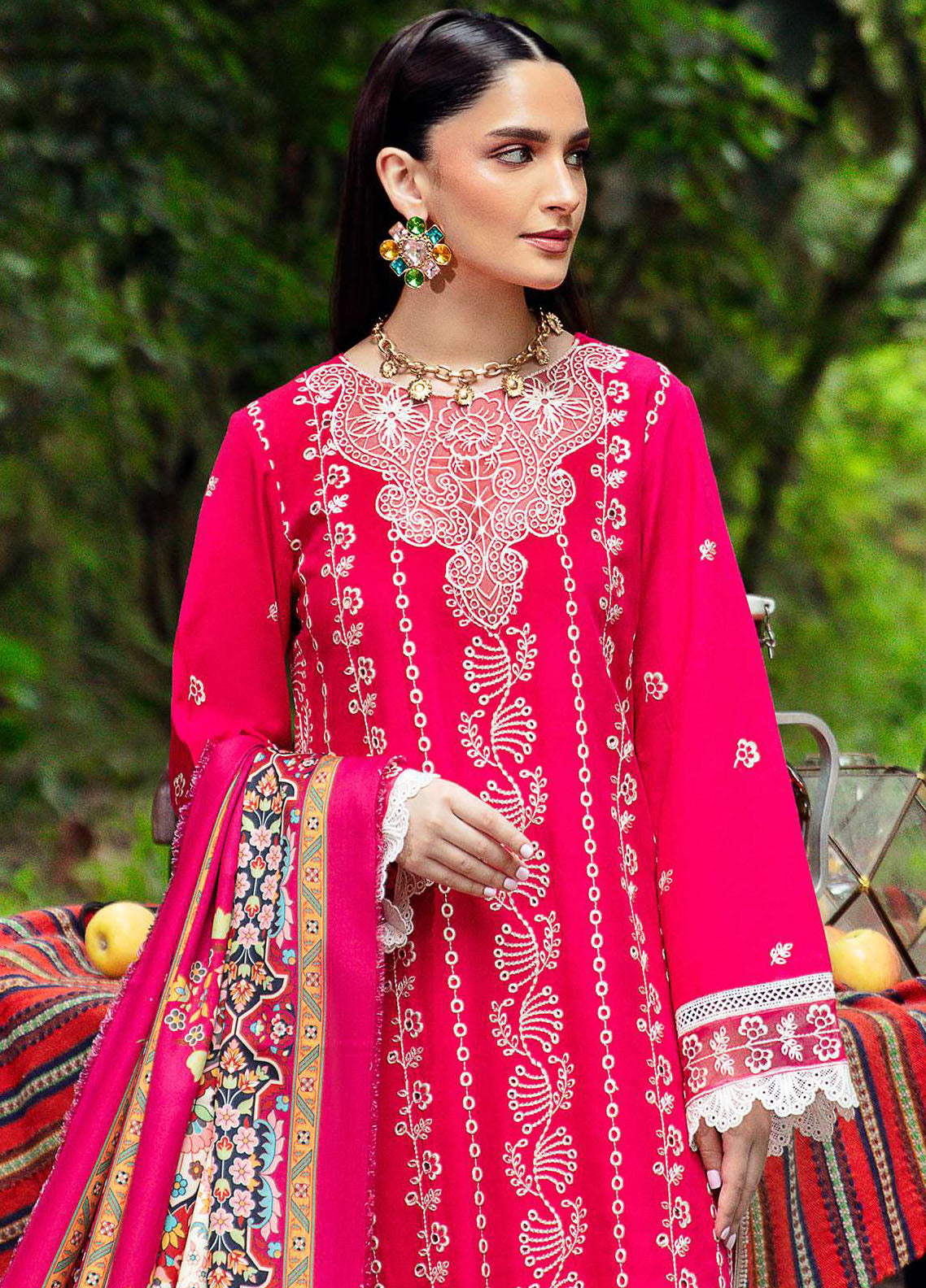 Hazel By Mahnur Embroidered Slub Linen Suit Unstitched 3 Piece MN24H RL-03 Soraya - Winter Collection