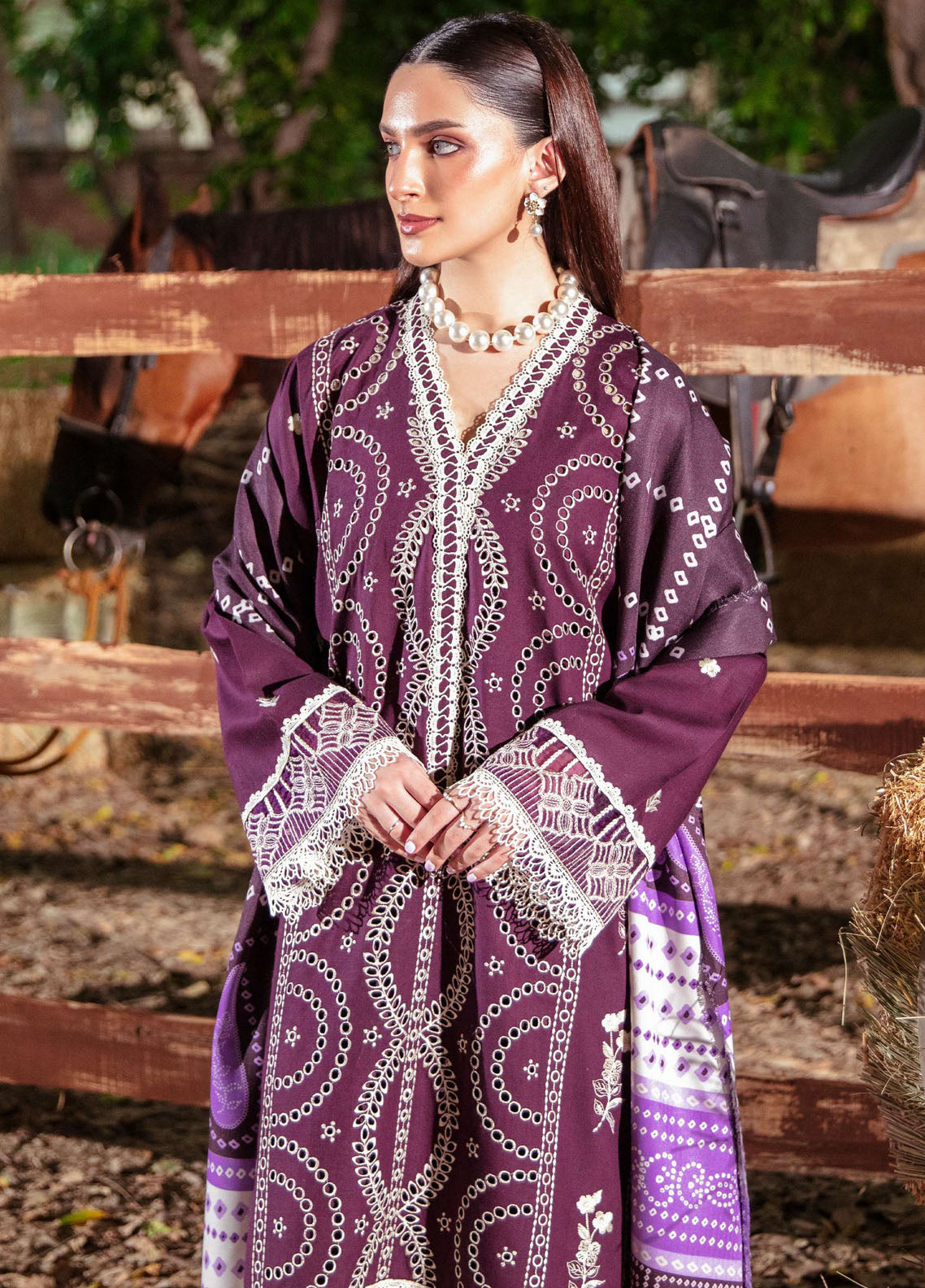 Hazel By Mahnur Embroidered Slub Linen Suit Unstitched 3 Piece MN24H RL-05 Alethea - Winter Collection