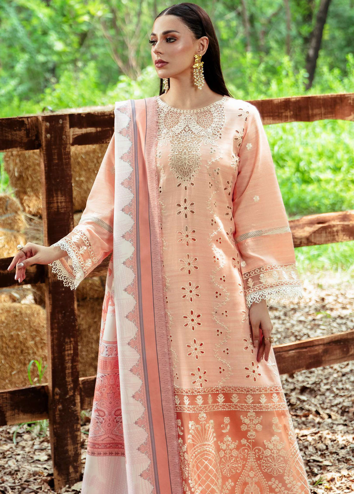 Hazel By Mahnur Embroidered Slub Linen Suit Unstitched 3 Piece MN24H RL-06 Sophie - Winter Collection