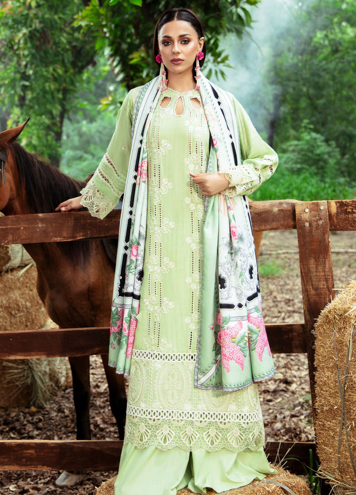 Hazel By Mahnur Embroidered Slub Linen Suit Unstitched 3 Piece MN24H RL-07 Stella - Winter Collection