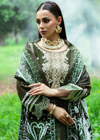 Hazel By Mahnur Embroidered Slub Linen Suit Unstitched 3 Piece MN24H RL-09 Sage - Winter Collection