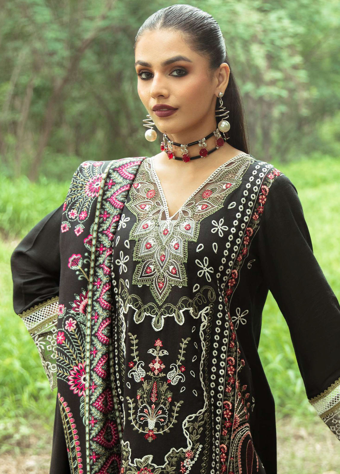 Hazel By Mahnur Embroidered Slub Linen Suit Unstitched 3 Piece MN24H RL-11 Floralia - Winter Collection