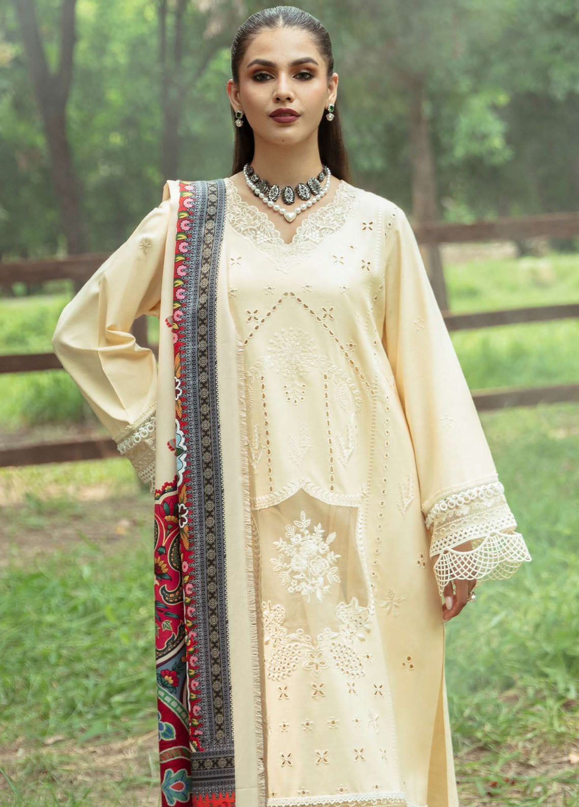 Hazel By Mahnur Embroidered Slub Linen Suit Unstitched 3 Piece MN24H RL-12 Fleicite - Winter Collection