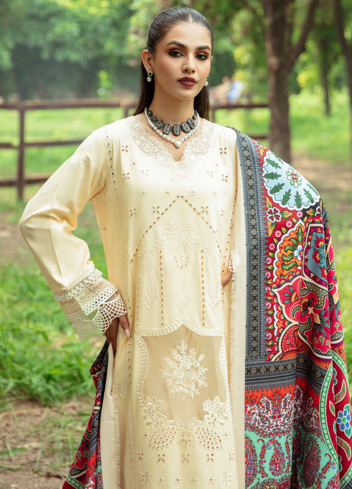 Hazel By Mahnur Embroidered Slub Linen Suit Unstitched 3 Piece MN24H RL-12 Fleicite - Winter Collection