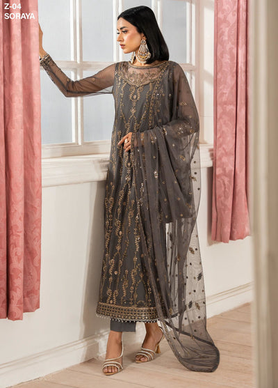 Heer by Zarif Embroidered Net Suit Pret 3 Piece ZF25HF Z-04 Soraya - Formals Collection