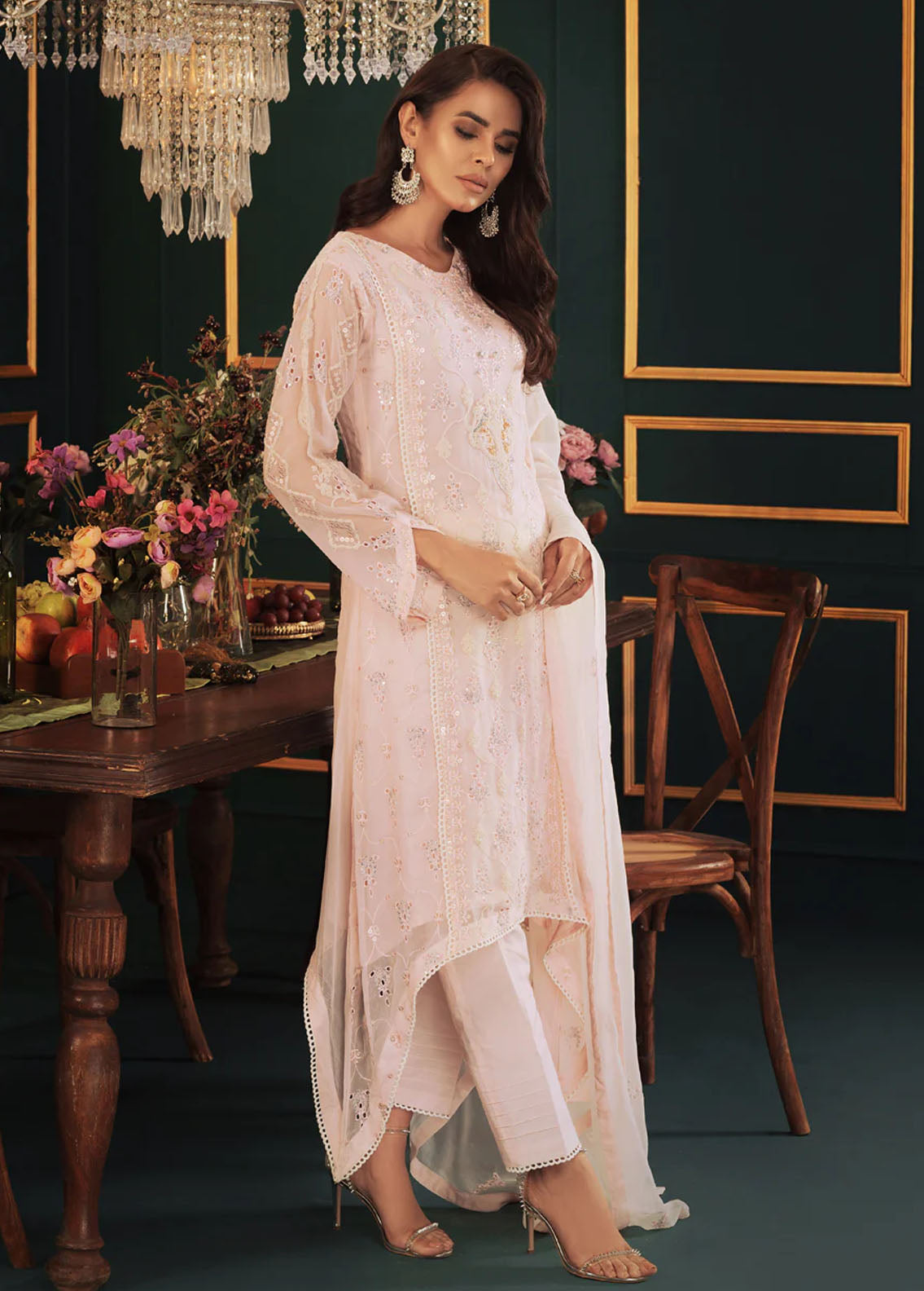 Shamooz Pret Embroidered Chiffon 3 Piece Suit SEM-0542 Light Pink