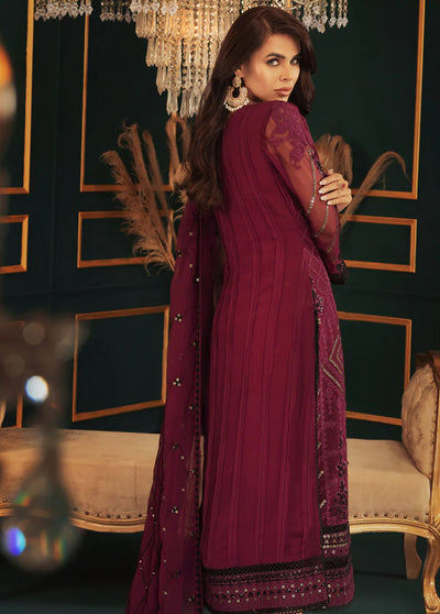 Shamooz Pret Embroidered Chiffon 3 Piece Suit SEM-0546 Purple hue