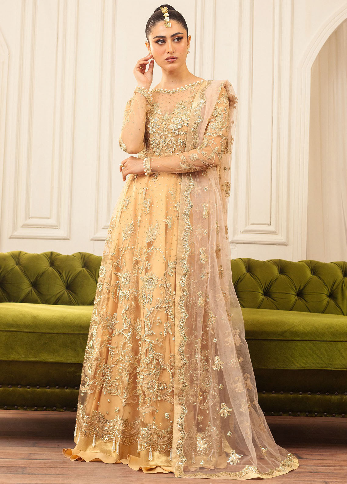 Hemline By Mushq Embroidered Suit Unstitched 3 Piece MQ24HA D-03 Chamois - Formal Collection