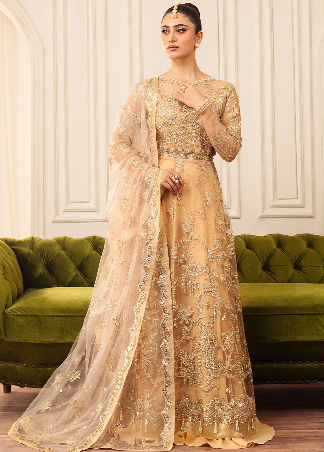 Hemline By Mushq Embroidered Suit Unstitched 3 Piece MQ24HA D-03 Chamois - Formal Collection