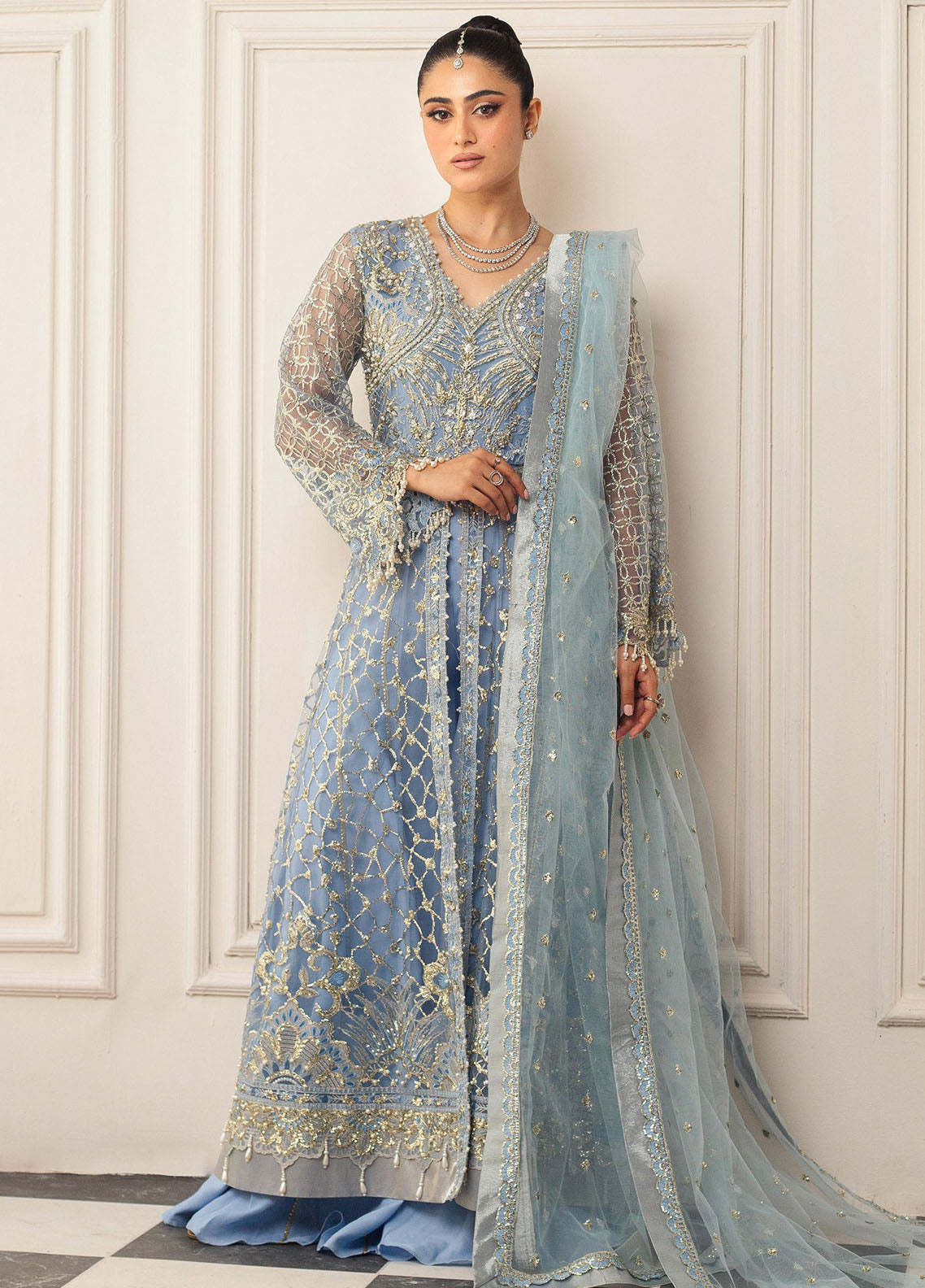 Hemline By Mushq Embroidered Suit Unstitched 3 Piece MQ24HA D-04 Periwinkle - Formal Collection