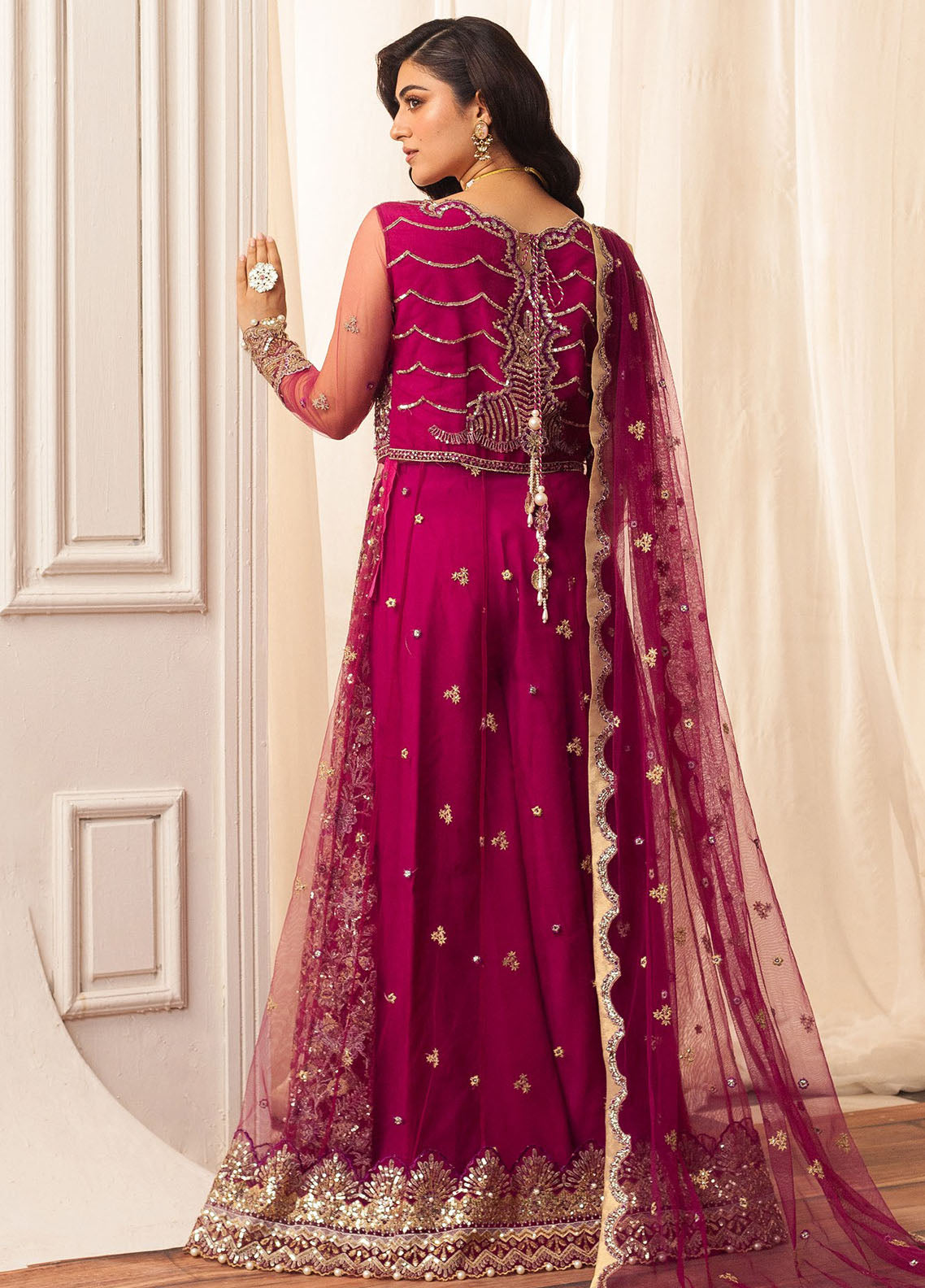 Hemline By Mushq Embroidered Suit Unstitched 3 Piece MQ24HA D-05 Fuchsia - Formal Collection