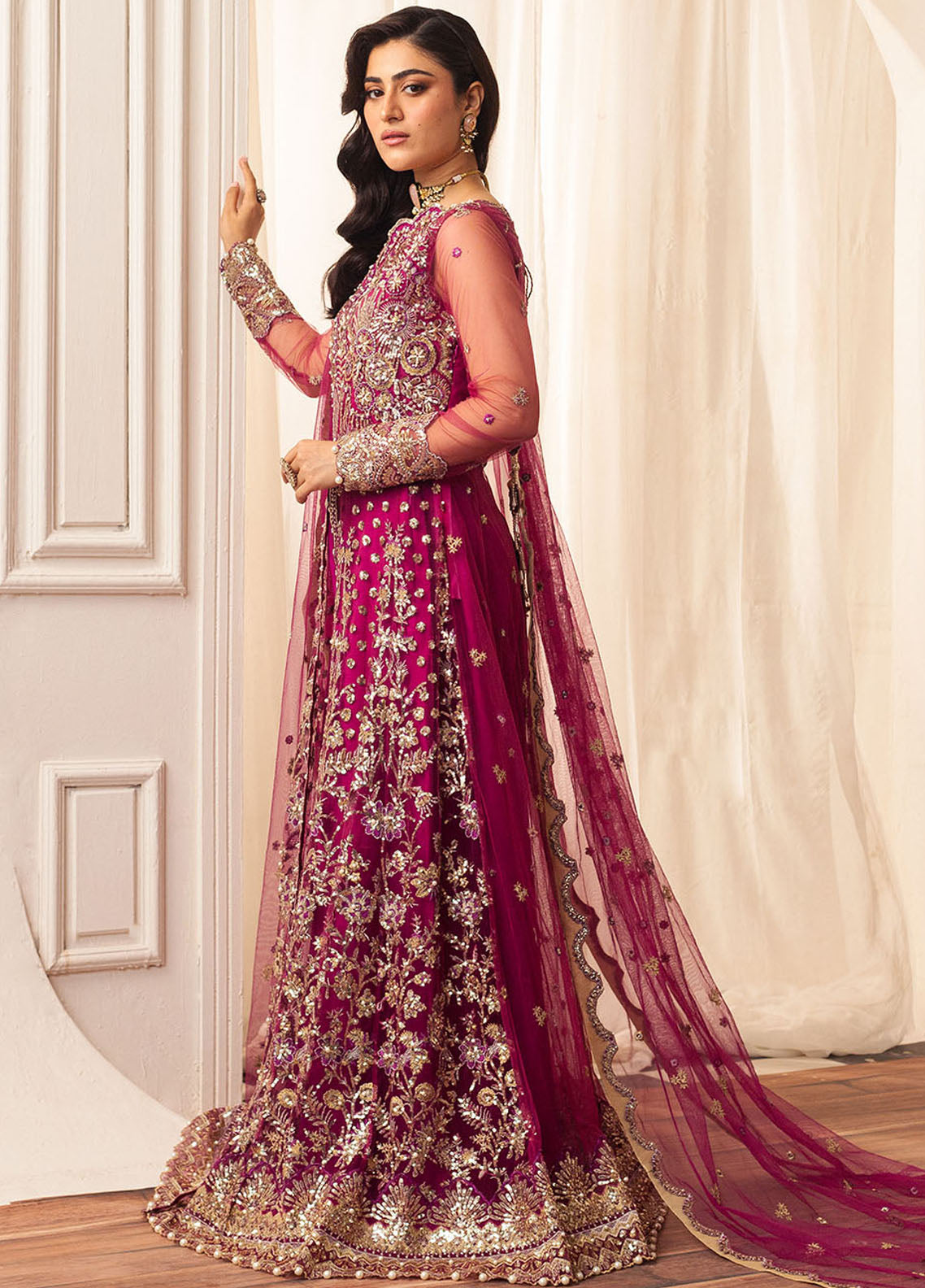 Hemline By Mushq Embroidered Suit Unstitched 3 Piece MQ24HA D-05 Fuchsia - Formal Collection