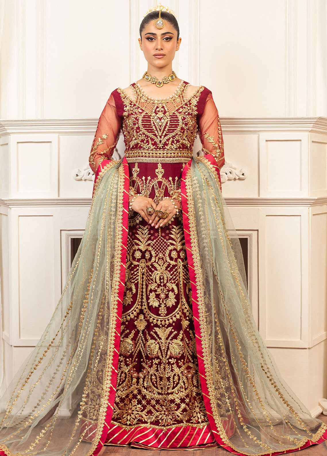 Hemline By Mushq Embroidered Suit Unstitched 3 Piece MQ24HA D-06 Scarlet - Formal Collection