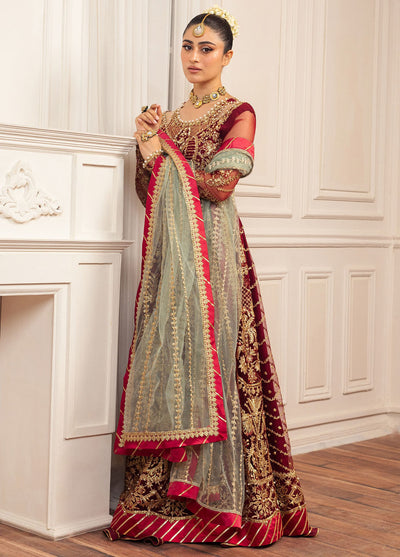 Hemline By Mushq Embroidered Suit Unstitched 3 Piece MQ24HA D-06 Scarlet - Formal Collection