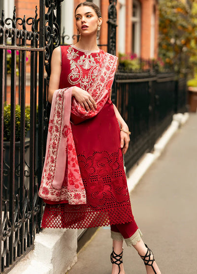 Hemline Odyssey By Mushq Unstitched Lawn Collection 2024 Crimson Chic