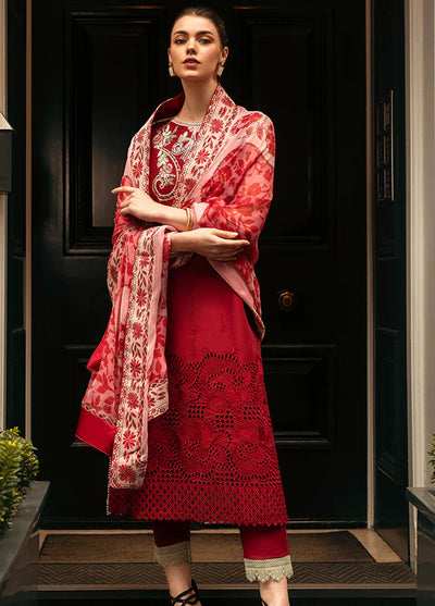 Hemline Odyssey By Mushq Unstitched Lawn Collection 2024 Crimson Chic