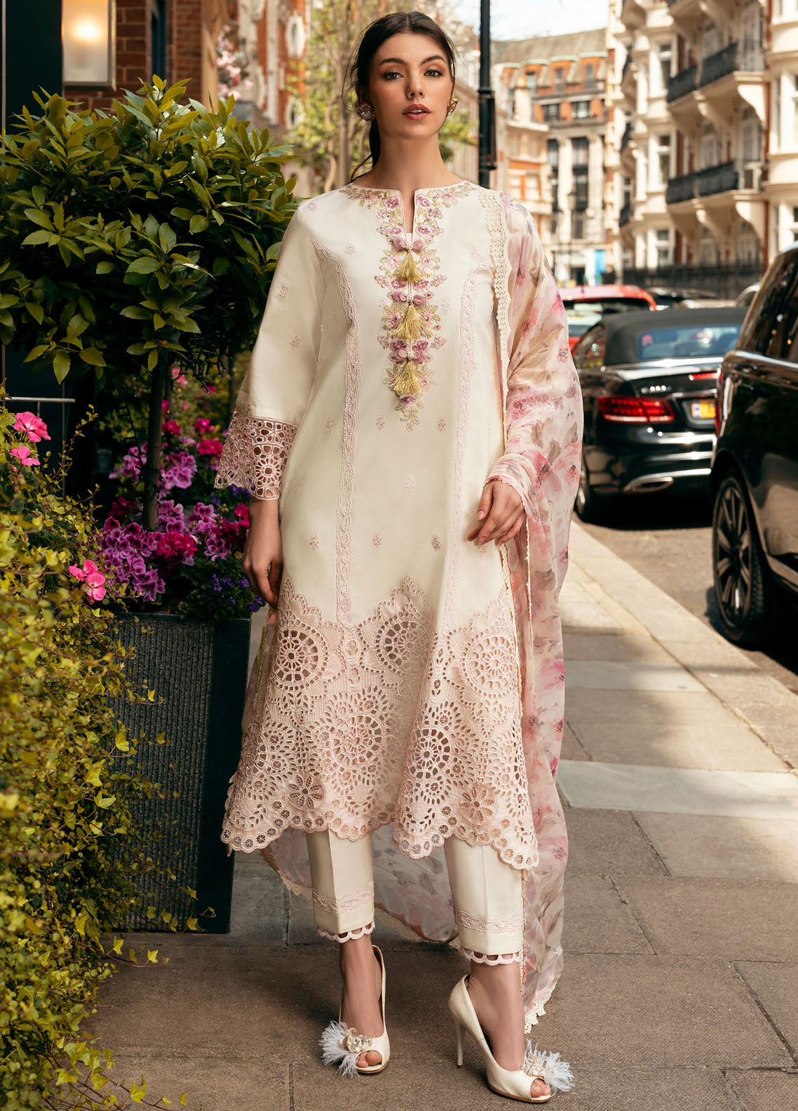 Hemline Odyssey By Mushq Unstitched Lawn Collection 2024 Mocha Muse