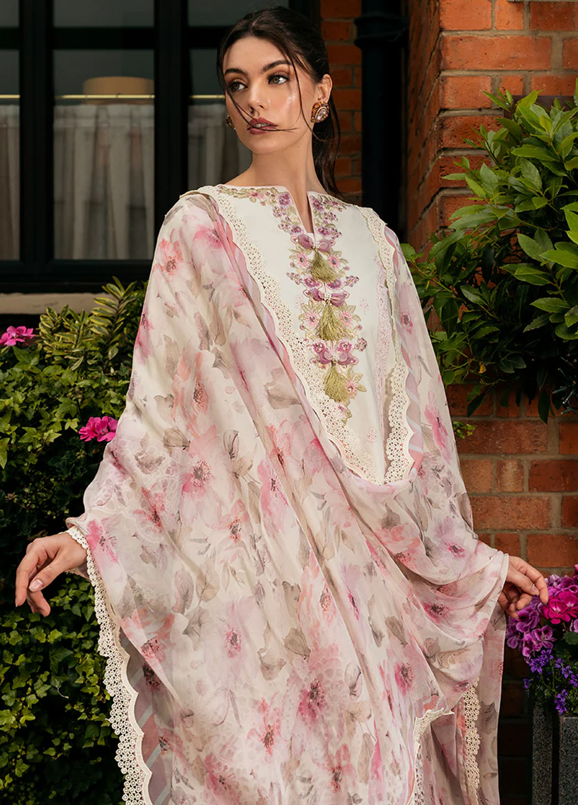 Hemline Odyssey By Mushq Unstitched Lawn Collection 2024 Mocha Muse
