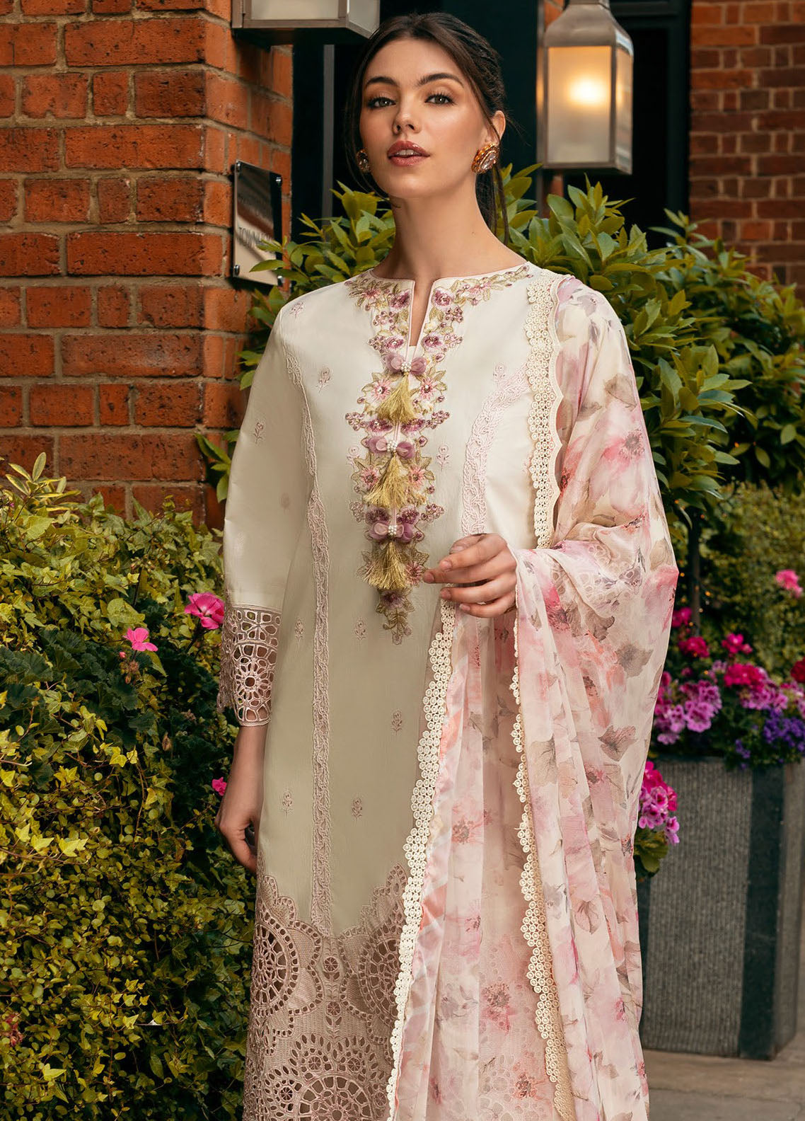 Hemline Odyssey By Mushq Unstitched Lawn Collection 2024 Mocha Muse