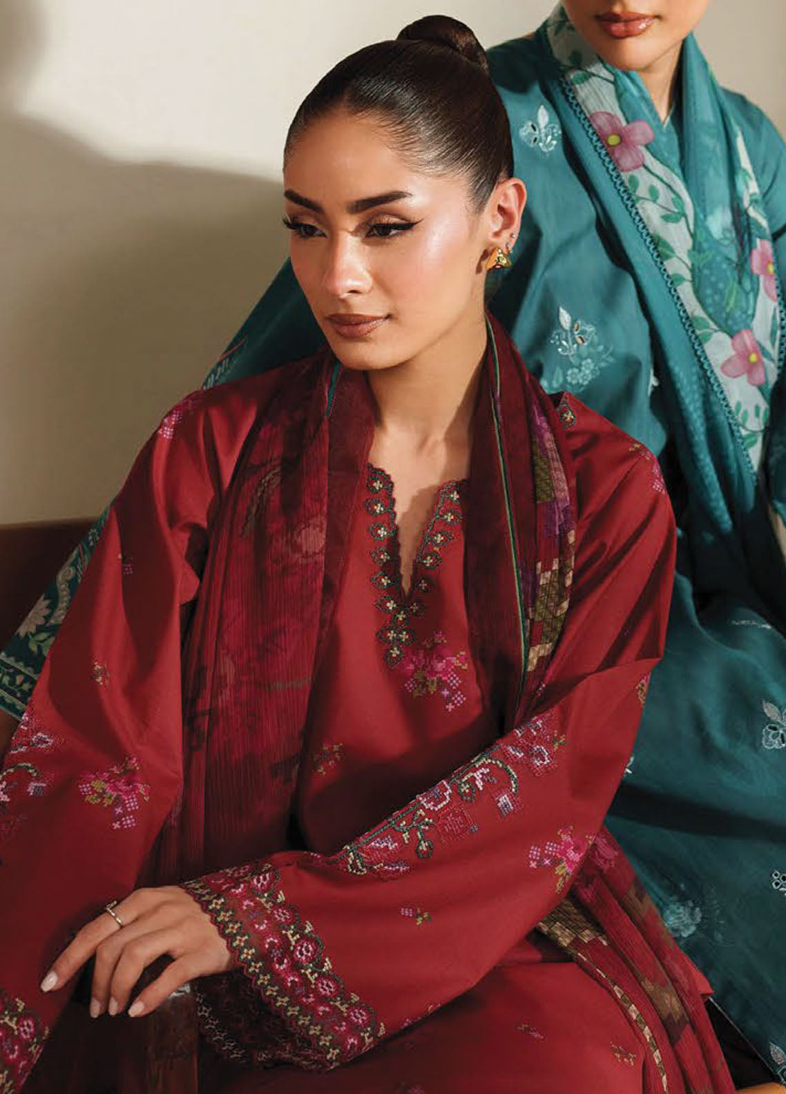 Ilara by Seran Embroidered Cambric Suits Unstitched 3 Piece SN25IC D-02 Sorrel