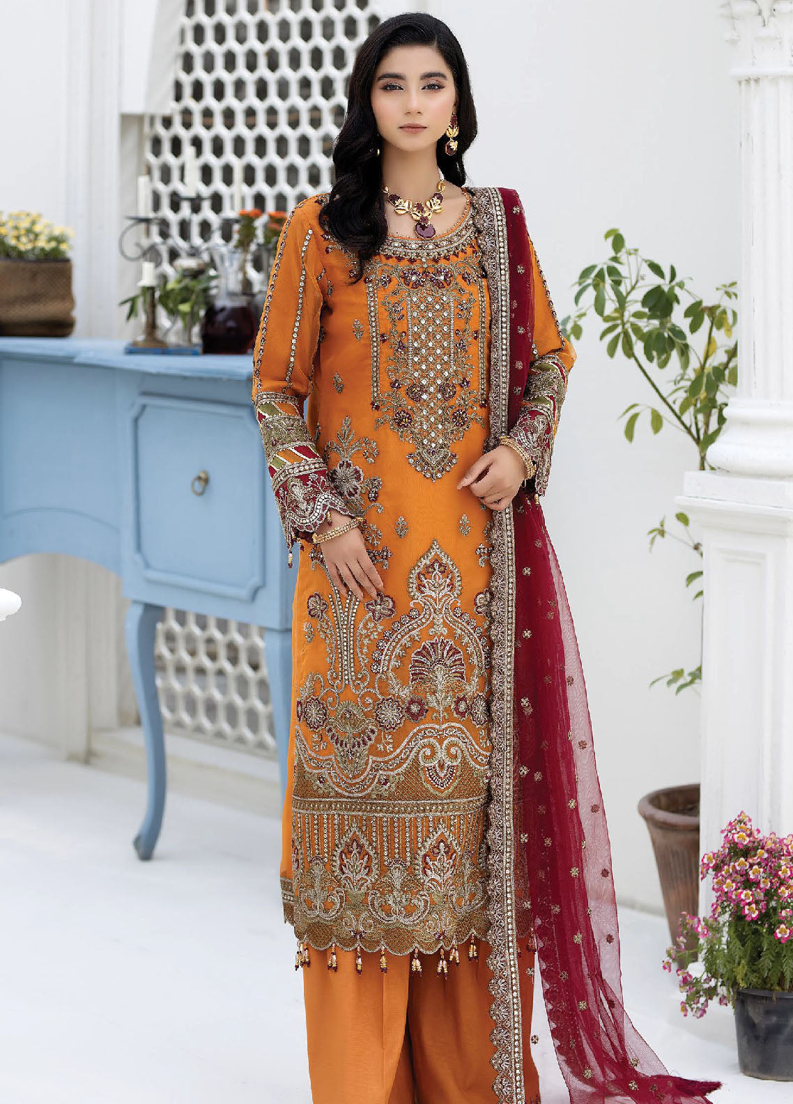 Imrozia Premium Pret Embroidered Net 4 Piece Suit IP 45 Uns