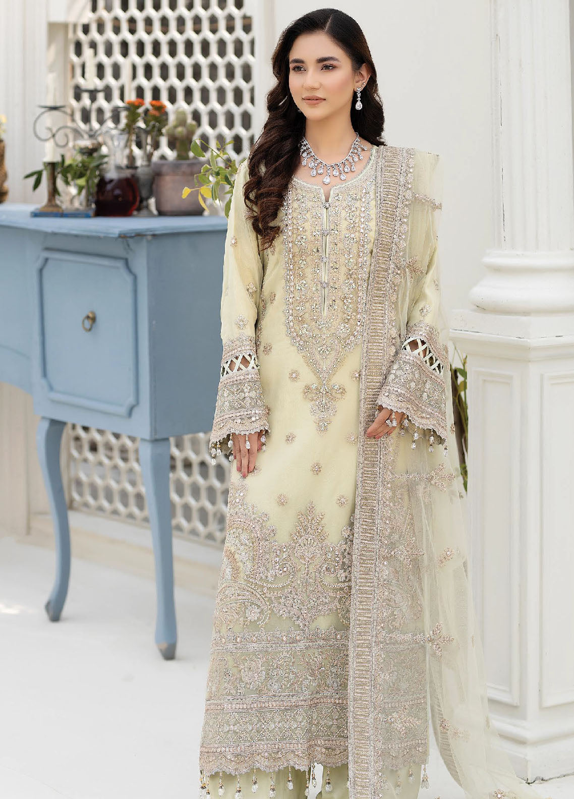 Imrozia Premium Pret Embroidered Net 4 Piece Suit IP 46 Dastoor