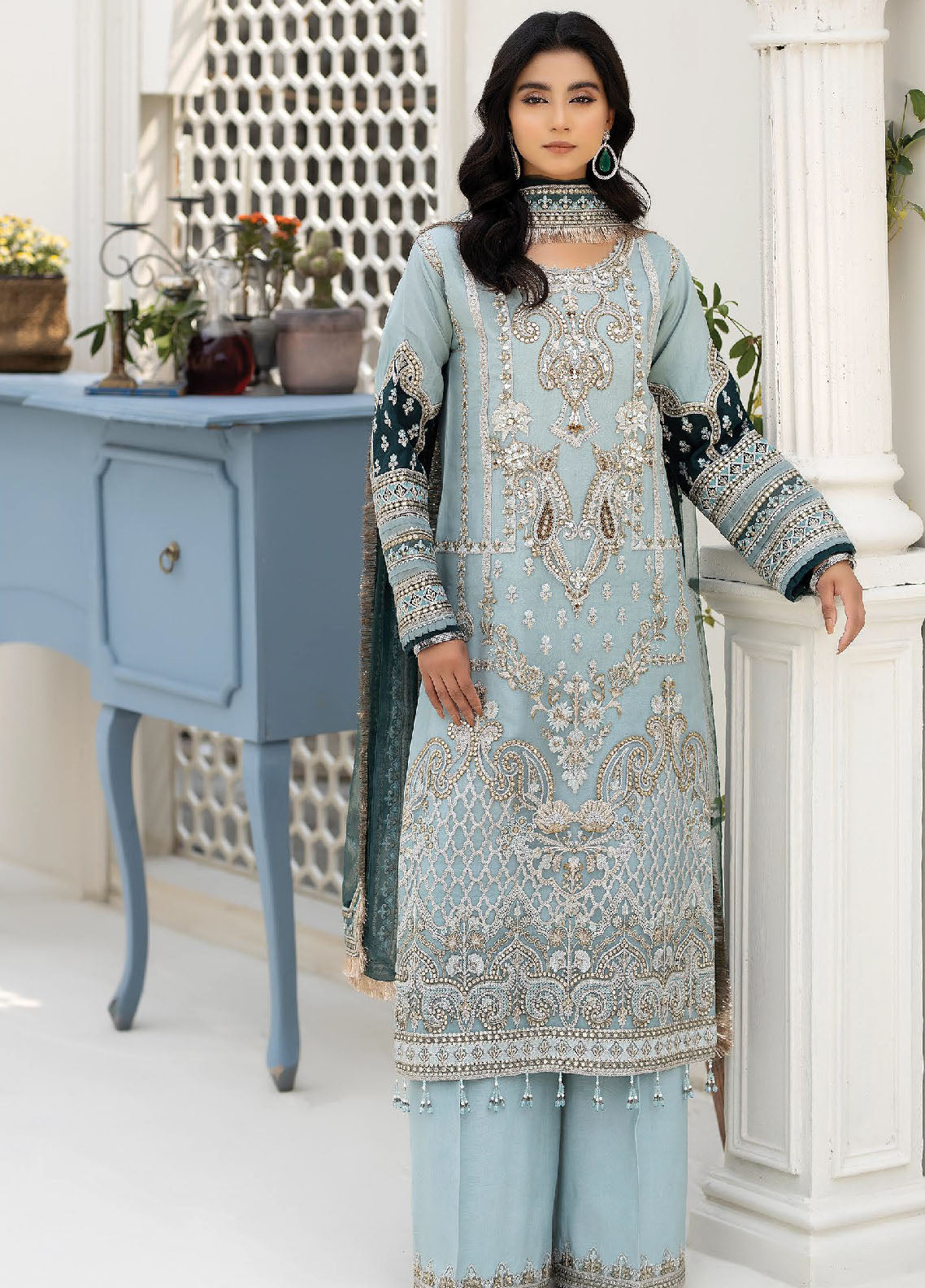 Imrozia Premium Pret Embroidered Net 4 Piece Suit IP 48 Zebaish