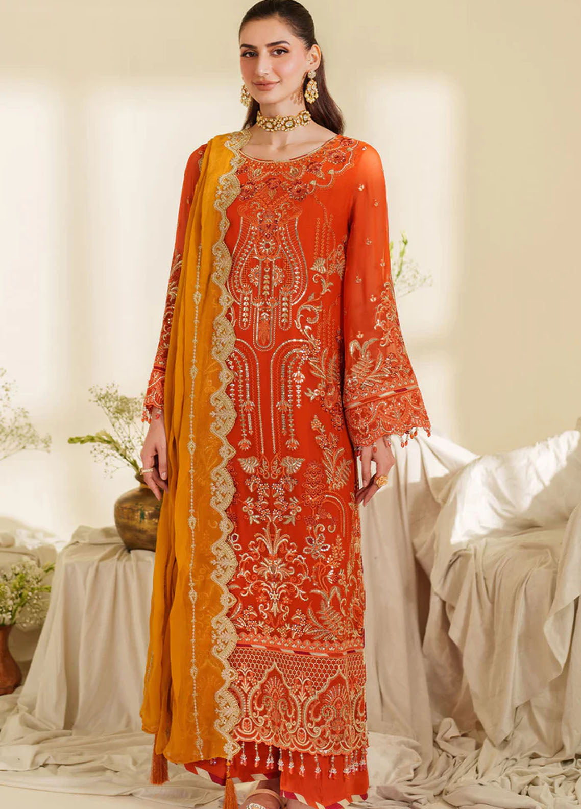 Imrozia Pret Embroidered Chiffon 3 Piece Suit M-100 Sira