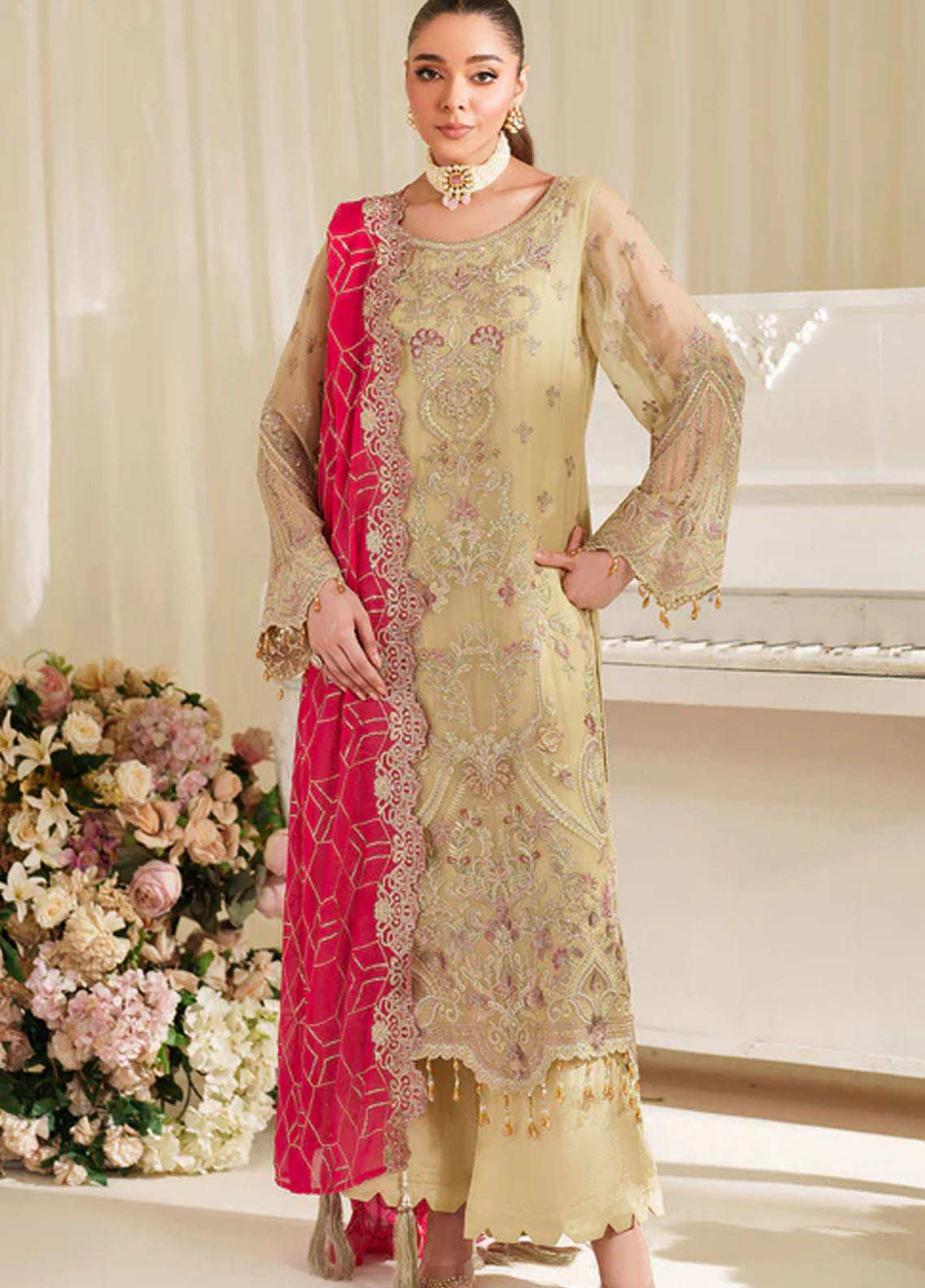 Imrozia Pret Embroidered Chiffon 3 Piece Suit M-95 Dhalia