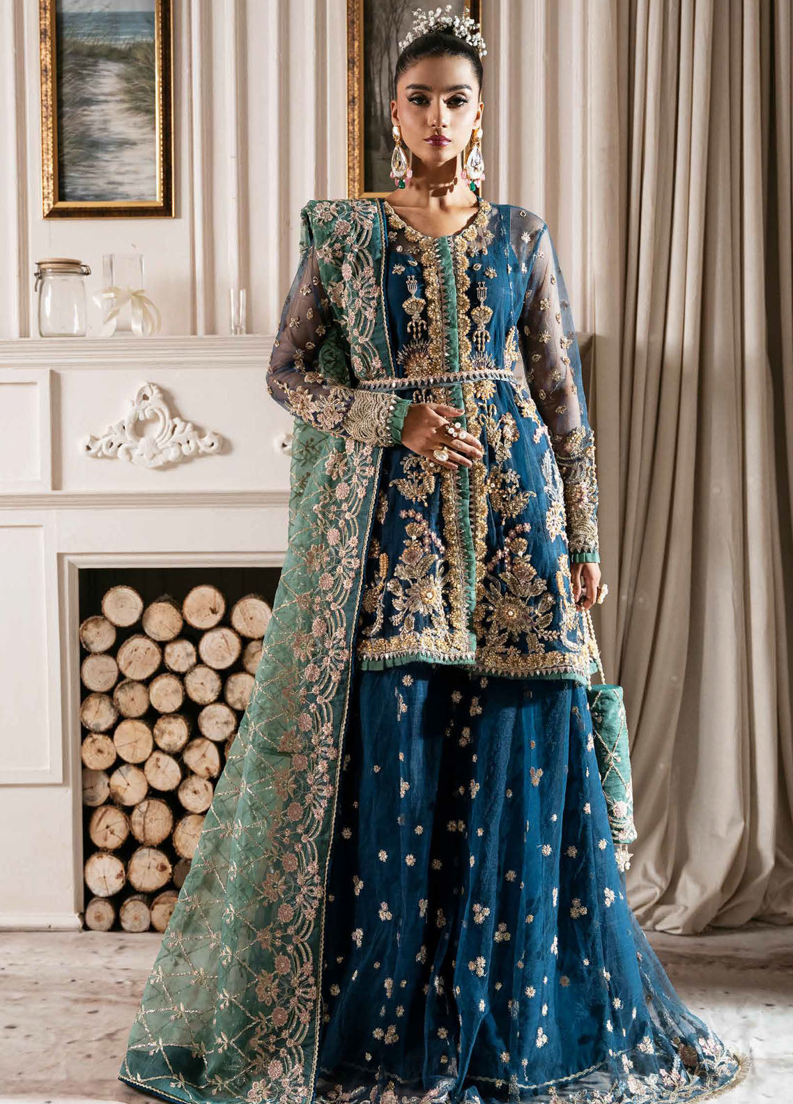 Inayat By AJR Couture Unstitched Luxury Wedding Collection 2024 D-06 Regal Sapphire