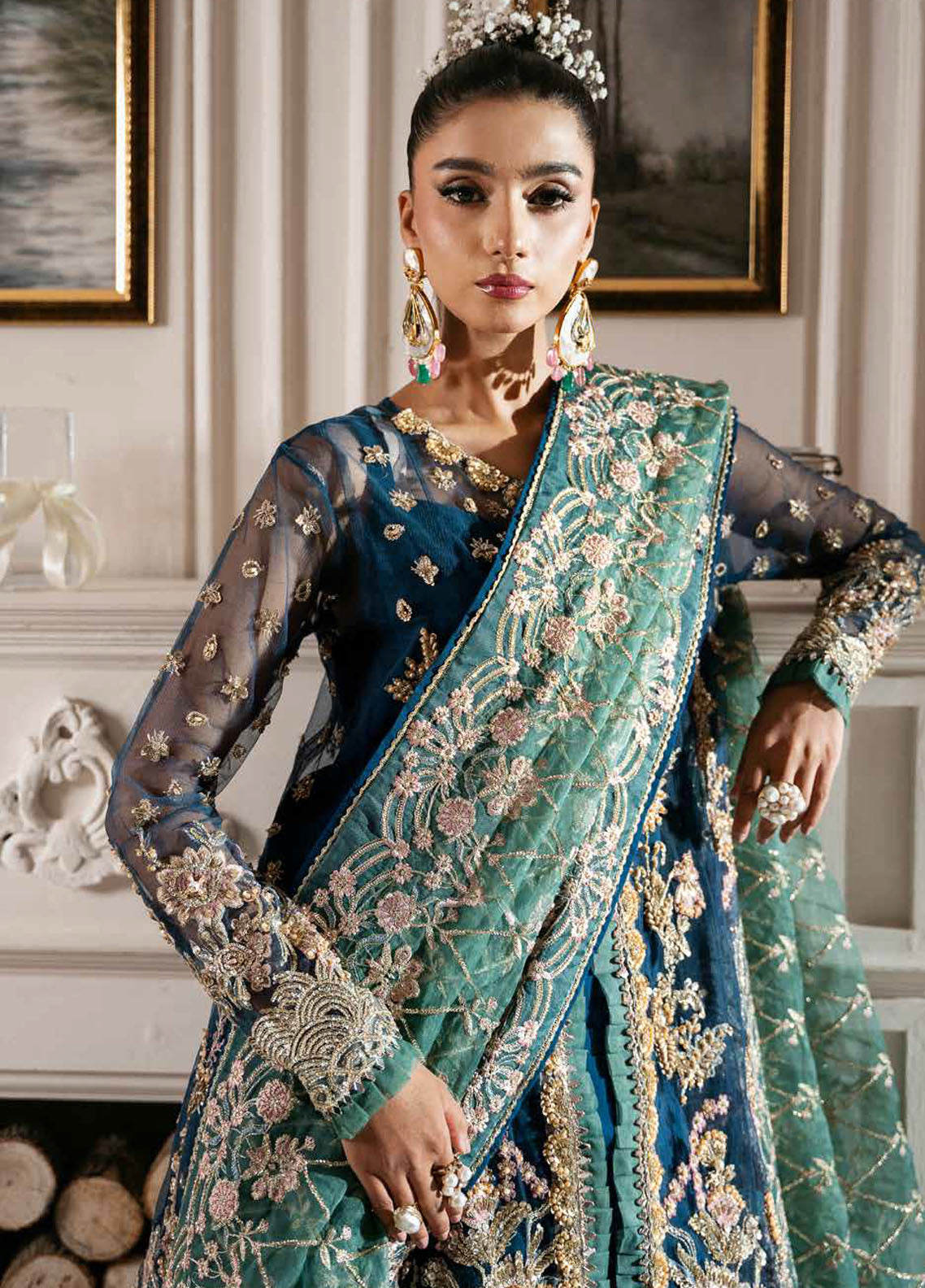 Inayat By AJR Couture Unstitched Luxury Wedding Collection 2024 D-06 Regal Sapphire