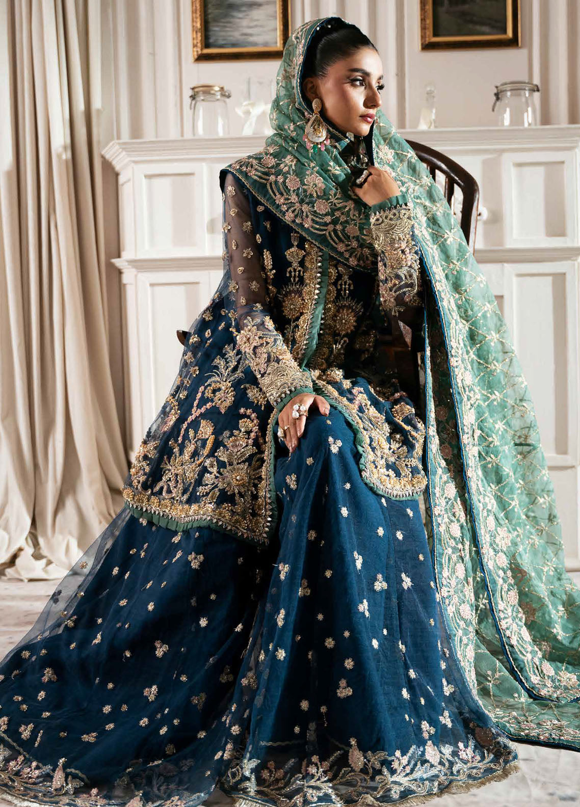 Inayat By AJR Couture Unstitched Luxury Wedding Collection 2024 D-06 Regal Sapphire