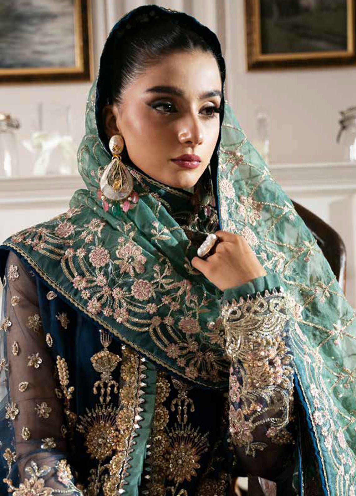 Inayat By AJR Couture Unstitched Luxury Wedding Collection 2024 D-06 Regal Sapphire