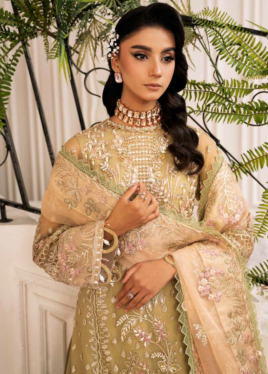 Inayat By AJR Couture Unstitched Luxury Wedding Collection 2024 D-01 Brewing Matcha