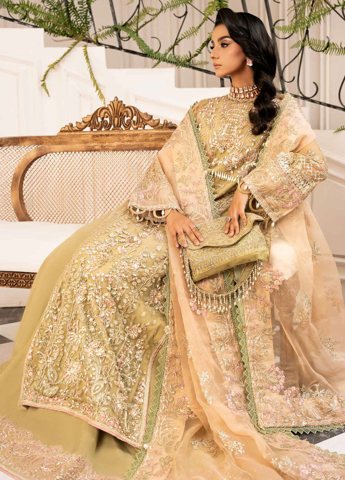 Inayat By AJR Couture Unstitched Luxury Wedding Collection 2024 D-01 Brewing Matcha