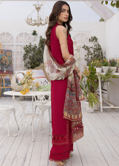 Izel Pret Embroidered Lawn 3 Piece Suit Crimson